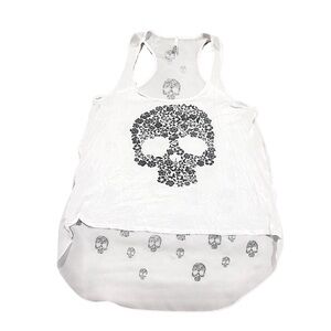 Hi Low Skull Print Tank Top with mesh see through back